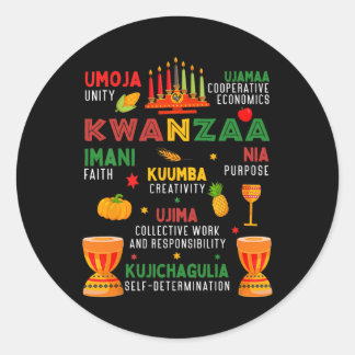 Happy Kwanzaa 7 Principes van Kwanzaa Vrouwen Mann Ronde Sticker