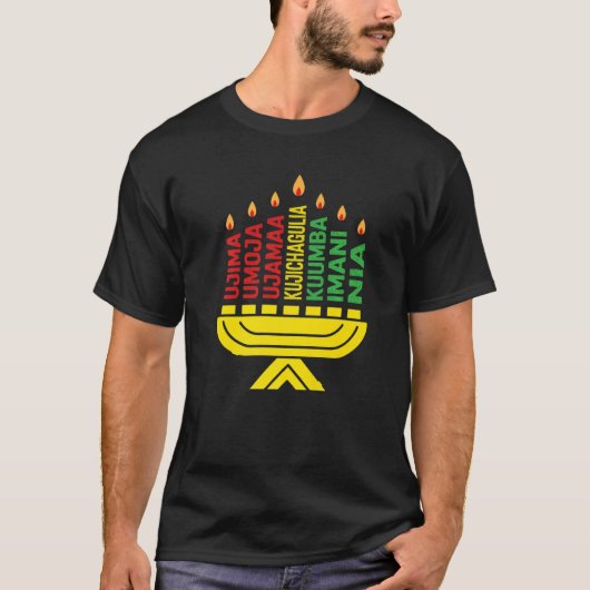 Happy Kwanzaa 7 principles Candles African Black C T-shirt (Voorkant)