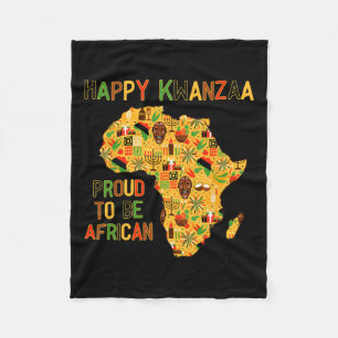 Happy Kwanzaa Africa Map 7 Principles Fleece Deken