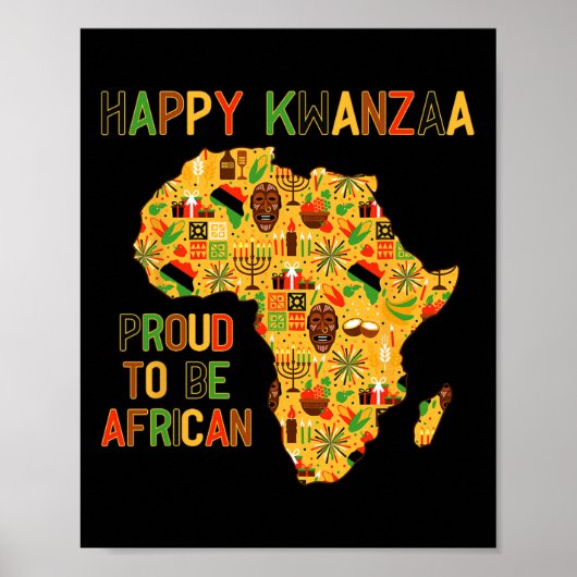 Happy Kwanzaa Africa Map 7 Principles Poster (Voorkant)