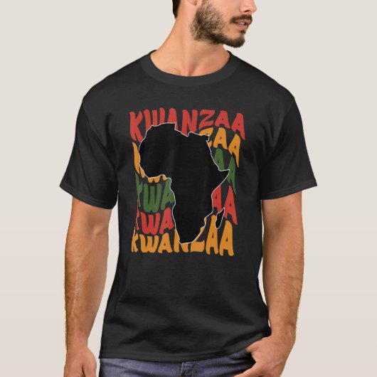 Happy Kwanzaa African Map Kinara Candles Celebrati T-shirt (Voorkant)