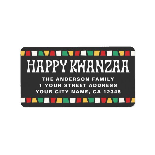 Happy Kwanzaa African mosaic return address Etiket (Voorkant)
