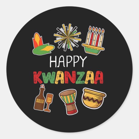 Happy Kwanzaa Afro-Amerikaanse vakantie Ronde Sticker (Voorkant)