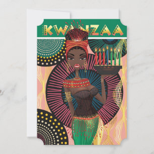 Happy Kwanzaa Beauful African Girl Holiday Card Feestdagenkaart