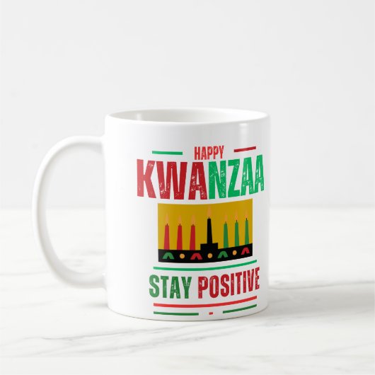 Happy Kwanzaa "Blijf positief" Koffiemok (Links)