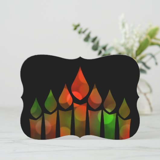 Happy Kwanzaa Bokeh Kinara Kaart (Staand voorkant)