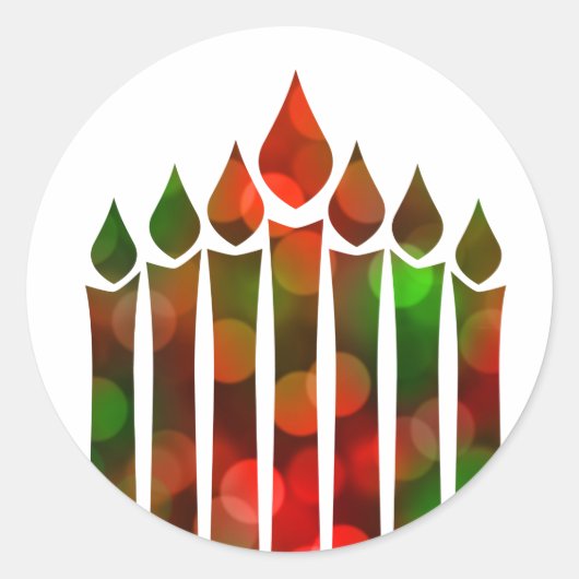 Happy Kwanzaa Bokeh Kinara Ronde Sticker (Voorkant)