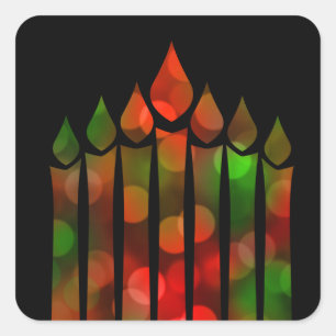 Happy Kwanzaa Bokeh Kinara Vierkante Sticker