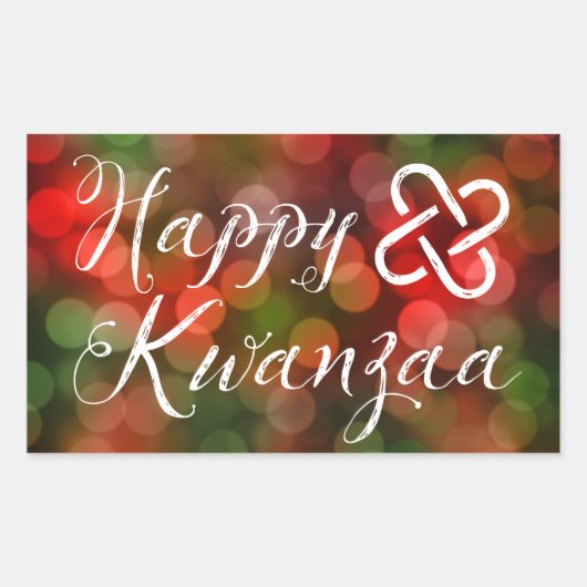 Happy Kwanzaa Bokeh Umoja Lights Rechthoekige Sticker (Voorkant)