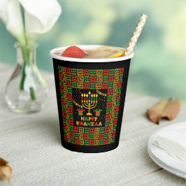 Happy Kwanzaa Candles Red Black Green Yellow Papieren Bekers