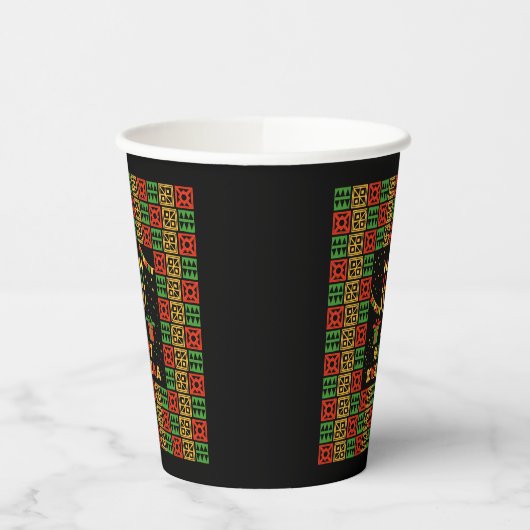Happy Kwanzaa Candles Red Black Green Yellow Papieren Bekers (Links)