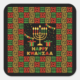 Happy Kwanzaa Candles Red Black Green Yellow Vierkante Sticker