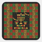 Happy Kwanzaa Candles Red Black Green Yellow Vierkante Sticker (Voorkant)