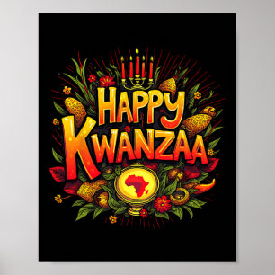 Happy Kwanzaa Christmas Afro-Amerikaans Happy Kwan Poster