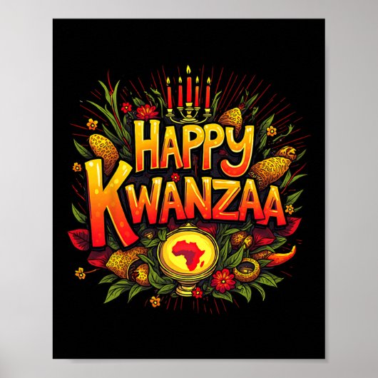Happy Kwanzaa Christmas Afro-Amerikaans Happy Kwan Poster (Voorkant)