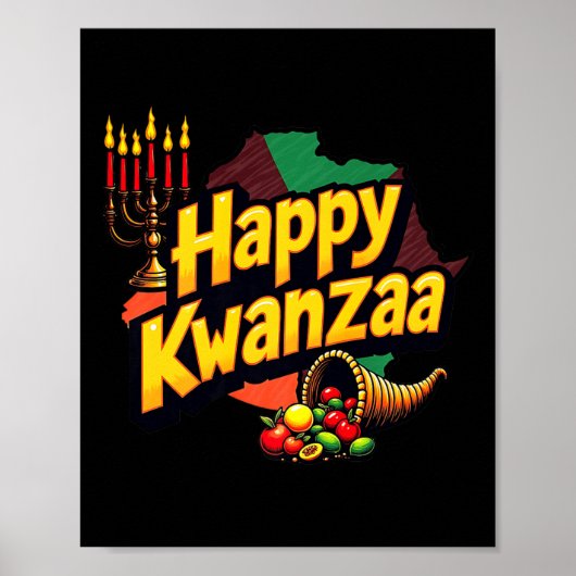 Happy Kwanzaa Christmas Afro-Amerikaans Happy Kwan Poster (Voorkant)