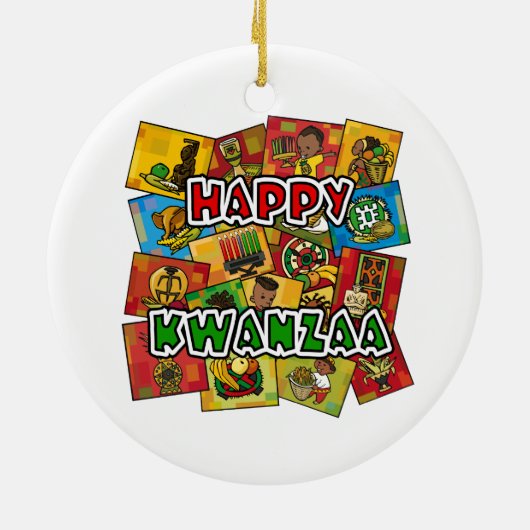 Happy Kwanzaa Collage Keramisch Ornament (Achterkant)