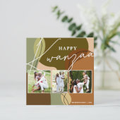 Happy Kwanzaa Foto 3 Collage Holiday Card Feestdagenkaart (Staand voorkant)