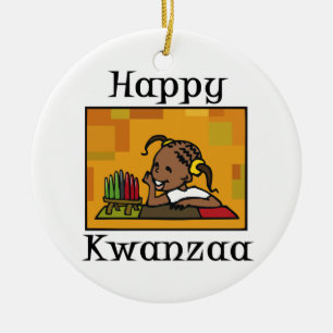 Happy Kwanzaa Girl Kinara Keramisch Ornament