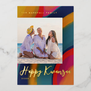 Happy Kwanzaa Hand Painted Holiday Foto Folie Kaar Folie Feestdagenkaart