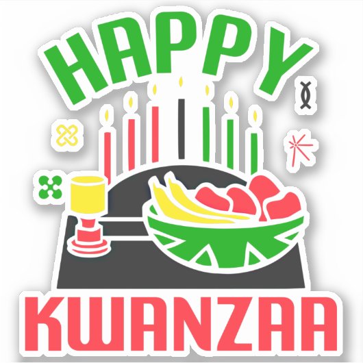 Happy Kwanzaa Icons Feast Candles, Kiss Cut Sticker (Voorkant)