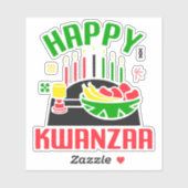 Happy Kwanzaa Icons Feast Candles, Kiss Cut Sticker (Vel)