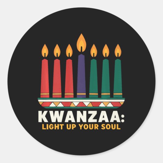 Happy Kwanzaa Kaarsen Afrika Vakantie Afrikaans Am Ronde Sticker (Voorkant)