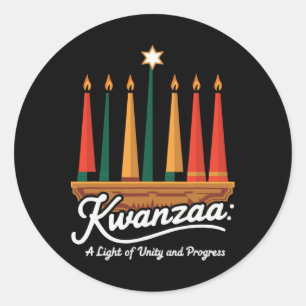 Happy Kwanzaa Kaarsen Afrika Vakantie Afrikaans Am Ronde Sticker