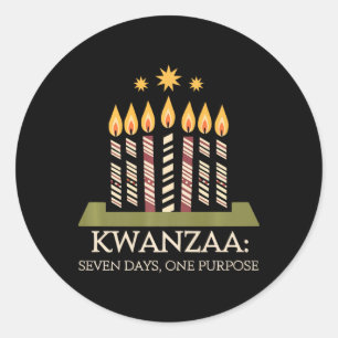 Happy Kwanzaa Kaarsen Afrika Vakantie Afrikaans Am Ronde Sticker