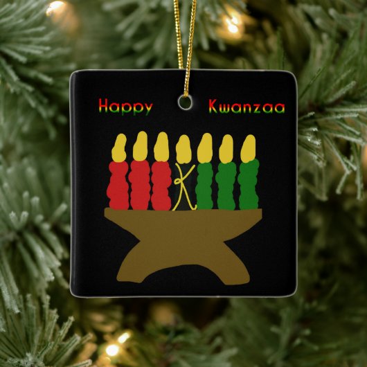 Happy Kwanzaa Kinara Keramisch Ornament (Boom)