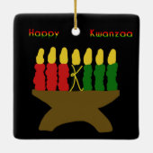 Happy Kwanzaa Kinara Keramisch Ornament (Achterkant)