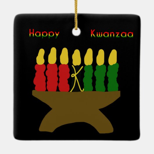 Happy Kwanzaa Kinara Keramisch Ornament (Achterkant)
