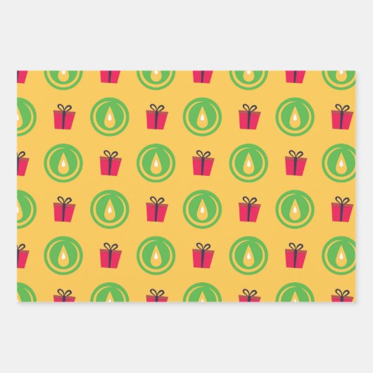 Happy Kwanzaa Kinara Menorah Seven Holiday Pattern Inpakpapier Vel (Voorkant)