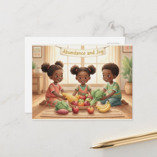 Happy Kwanzaa Kinara Postcard Briefkaart (Voorkant / Achterkant in situ)