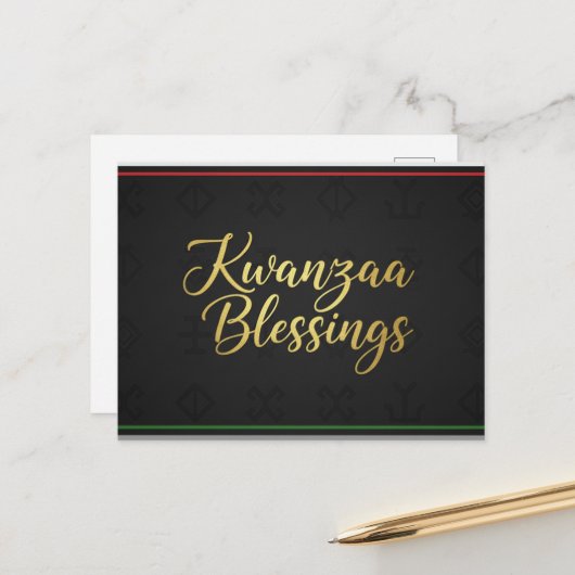 Happy Kwanzaa Kinara Postcard Briefkaart (Voorkant / Achterkant in situ)