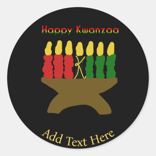 Happy Kwanzaa Kinara Ronde Sticker (Voorkant)