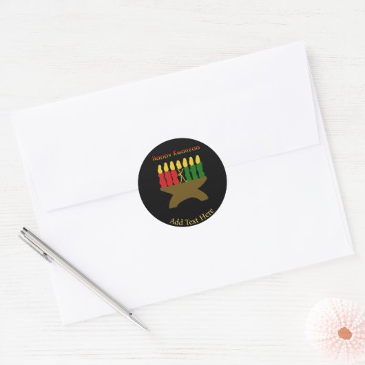 Happy Kwanzaa Kinara Ronde Sticker (Envelop)