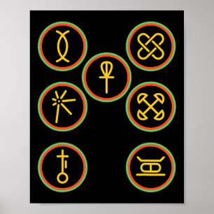 Happy Kwanzaa Kinara-Seven Badges Principes van KW Poster