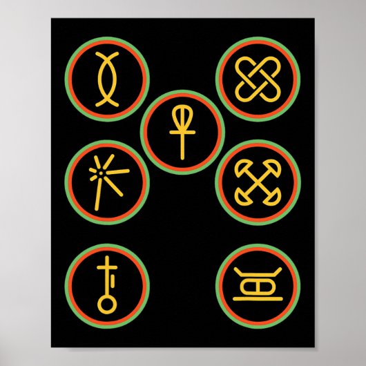 Happy Kwanzaa Kinara-Seven Badges Principes van KW Poster (Voorkant)