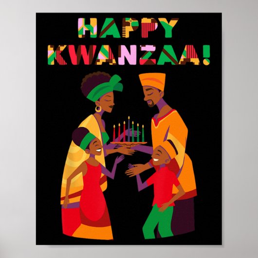 Happy Kwanzaa Kinara-Seven Candles Principes van K Poster (Voorkant)