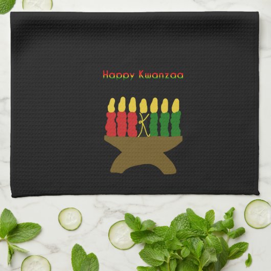 Happy Kwanzaa Kinara Theedoek (Gevouwen)
