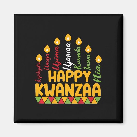 Happy Kwanzaa Kinara Zeven kaarsen Principes van K Magneet (Voorkant)