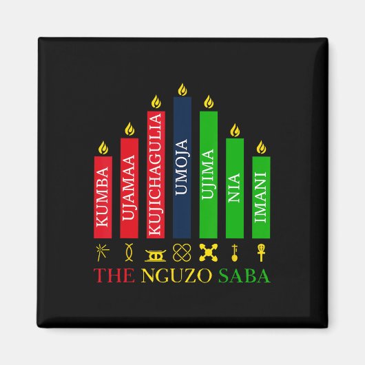 Happy Kwanzaa Kinara Zeven kaarsen Principes van K Magneet (Voorkant)