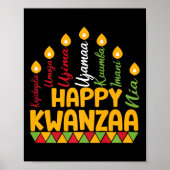 Happy Kwanzaa Kinara Zeven kaarsen Principes van K Poster (Voorkant)