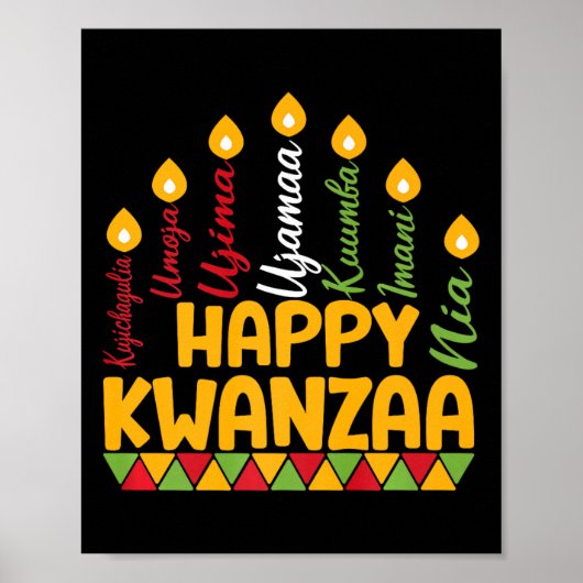 Happy Kwanzaa Kinara Zeven kaarsen Principes van K Poster (Voorkant)