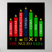 Happy Kwanzaa Kinara Zeven kaarsen Principes van K Poster (Voorkant)