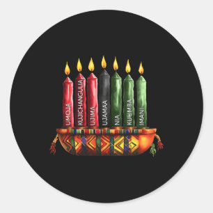 Happy Kwanzaa Kinara Zeven kaarsen Principes van K Ronde Sticker