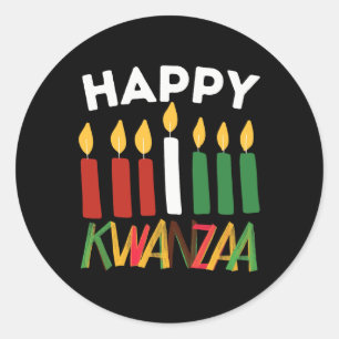 Happy Kwanzaa Kinara Zeven kaarsen Principes van K Ronde Sticker