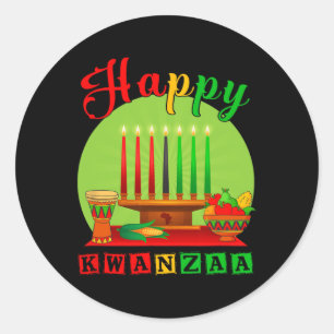 Happy Kwanzaa Kinara Zeven kaarsen Principes van K Ronde Sticker