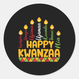 Happy Kwanzaa Kinara Zeven kaarsen Principes van K Ronde Sticker